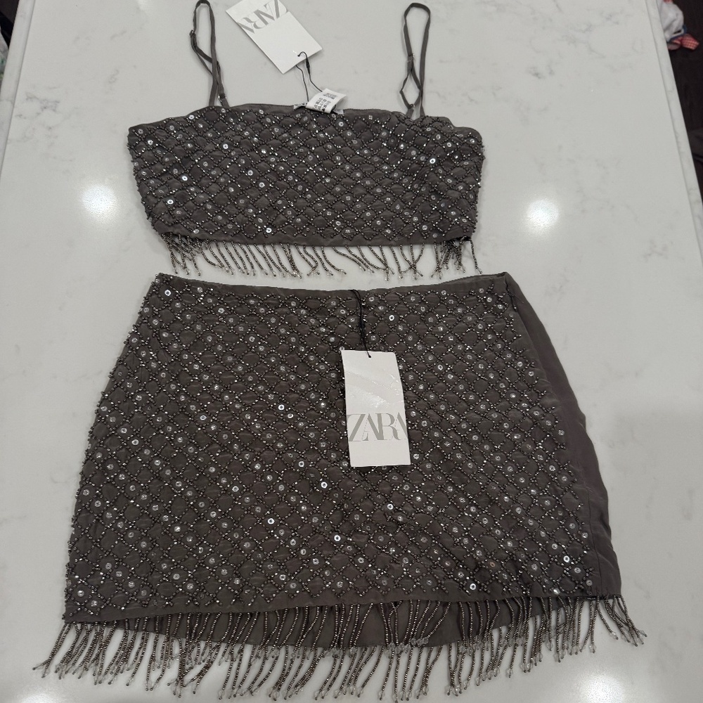 ZARA sequin two-piece skirt set